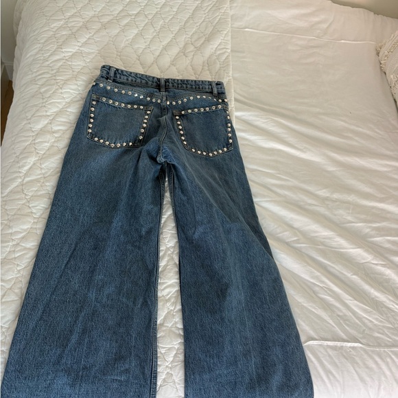 Reformation Blue Studded Straight Leg Jeans - Picture 2 of 5